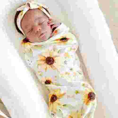 Zwiiyzr 2025 Baby Girls Blanket Newborn Cocoons Sleeping Bag with Matching Knotted Bow Headband Swaddle E