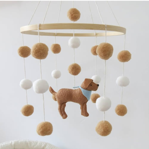 Baby Crib Mobile for Girls Boys Dog theme Baby Mobile for Crib Mobile for Bassinet with Felt Ball