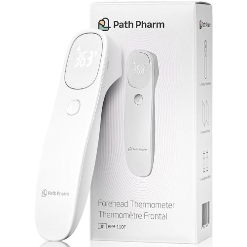 PATH PHARM Forehead Non-Contact Infrared Thermometer for Kids, Adults, and Baby Support with Digital Instant Read, Fever Alarm, Memory Function, and Large LED Display, Canadian Brand