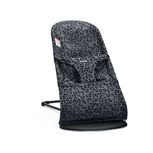 BabyBjörn Bouncer Bliss, Mesh, Anthracite/Leopard 2-in-1 Adjustable Baby Bouncer Seat and Toddler Chair, Newborn to Toddler (8-29 lbs), 4 positions, Lightweight & Portable