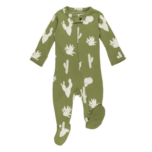 Sage Cactus | Organic Zipper Footie 0-3m