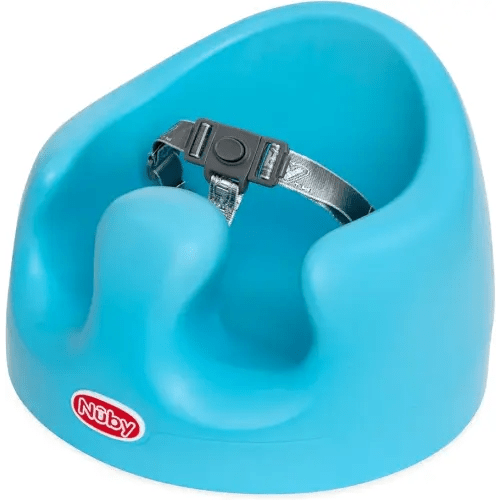 Nuby My Floor Seat - Portable Baby Chair with Soft Foam Cushion, Safety Harness, and High Back Design - 4+ Months - Blue