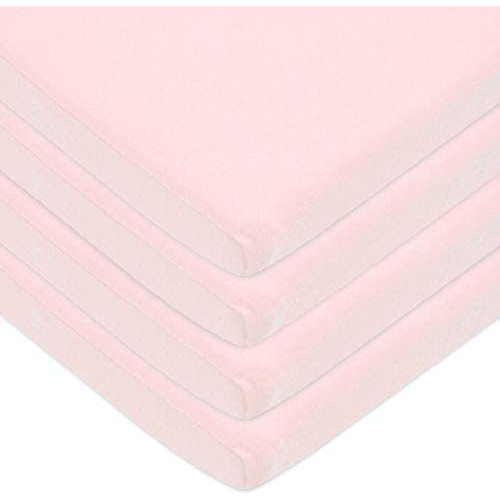 American Baby Company 15" x 33" Fitted Bassinet Sheet, 100% Natural Cotton Jersey Knit, Pink, Soft Breathable, for Girls, Pack of 4