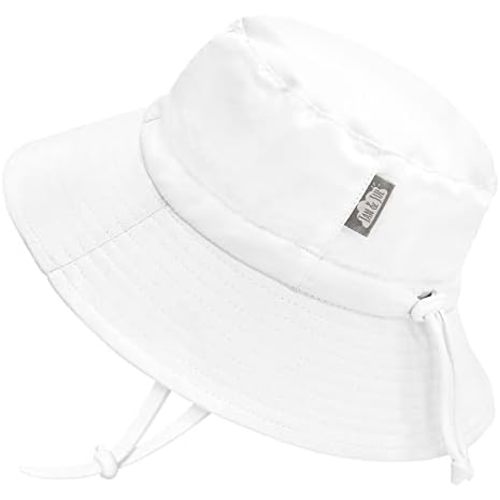 JAN & JUL Quick Dry Sun-Hat with Neck Flap, Boys' Beach Hat, White, 6-24 Months