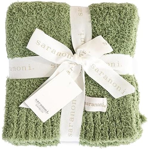 Saranoni Bamboni Luxury Baby Blanket | Cozy & Soft Plush Receiving Blankets | Perfect for Girls & Infant Baby Boy Blankets | Olive - 30” x 40"