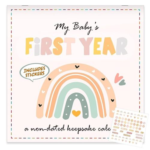 Boho Rainbow Baby's First Year Calendar with Stickers Boho 1st Year Tracker First Year Book Baby First Year Milestones Newborn Baby Memory Calendar Keepsake for Baby Girl or Boy