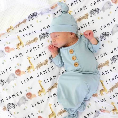 Safari Party Personalized Baby Name Swaddle
