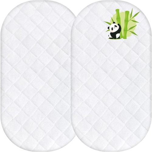 Waterproof Bassinet Mattress Protector Cover, Fits for UPPAbaby Bassinet & SNOO Smart Sleeper Baby Bassinet, 2 Pack, Skin Friendly and Breathable Bassinet Mattress Pad