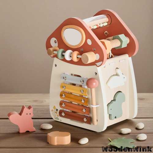 Crafted Wooden Montessori Toys - Mushroom 5-in-1 Educational Toy | Fine Motor Skills | Toddler Toys | Wooden Games & Blocks | Baby Toy |