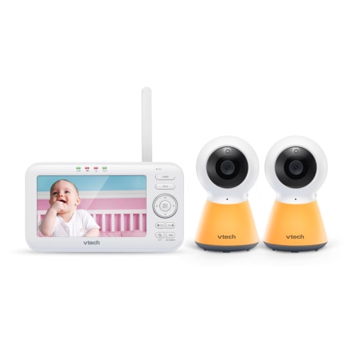 VTech Two Camera 5" Digital Video Baby Monitor with Adaptive Night Light, White, VM5254-2