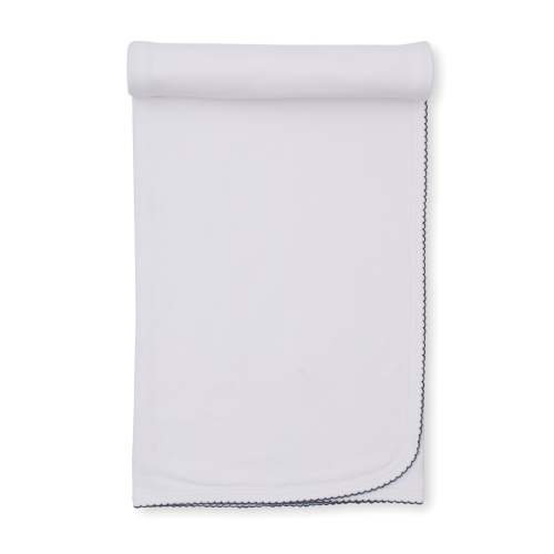 White/Navy Kissy Basics Blanket