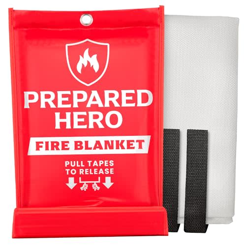 Prepared Hero Emergency Blanket - 1 Pack - Fiberglass Fire Suppression Blanket for Kitchen, Home 39” x 39”