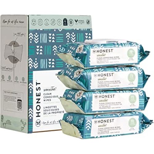 The Honest Company Clean Conscious Unscented Wipes | Over 99% Water, Compostable, Plant-Based, Baby Wipes | Hypoallergenic for Sensitive Skin, EWG Verified | Balance Blues, 288 Count