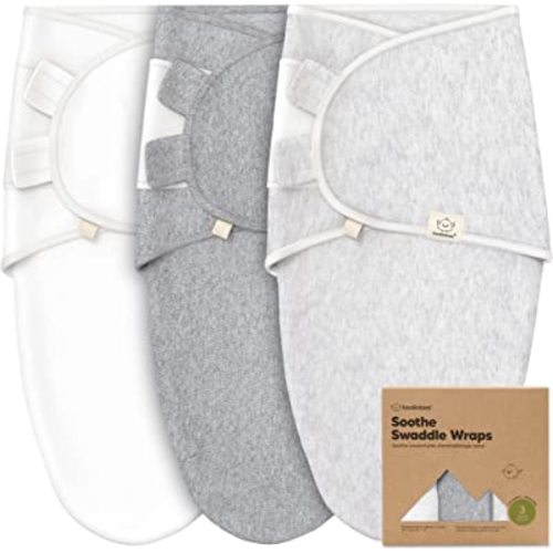 3-Pack Organic Baby Swaddle Sleep Sacks - Swaddles for Newborns, Infant 0-3 Months, Baby Girls, Boys, Soft & Snug Newborn Sleep Sack, Nursery Swaddling Blankets, Velcro Closure (Cloud)