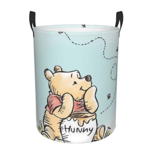Winnie The Poo Collapsible Laundry Basket Cartoon Laundry Hamper with Handles, Waterproof Organization Basket for Storage Clothes Toys in Bedroom, Bathroom
