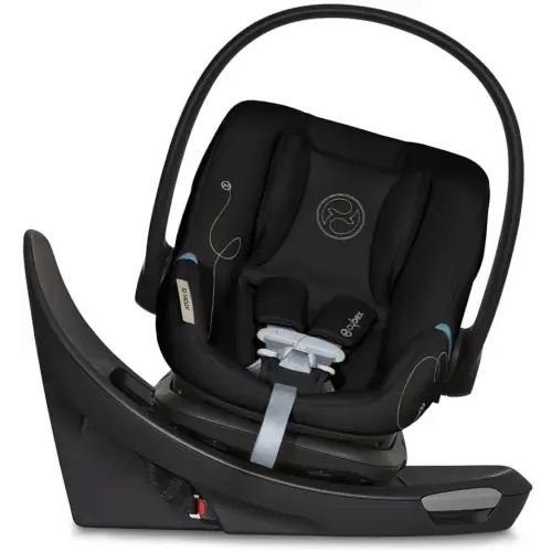 Cybex Aton G Swivel Infant Car Seat with 180-Degree Rotate, Linear Side-Impact Protection, 11-Position Headrest, SensorSafe & Safelock Base, Moon Black