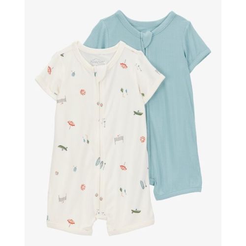 Baby 2-Pack PurelySoft Zip-Up Rompers - Blue/Ivory - Carter's | Carter's
