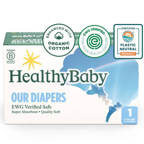 HealthyBaby Certified Safe Organic Cotton Enhanced Diapers - Size 1 - 70ct