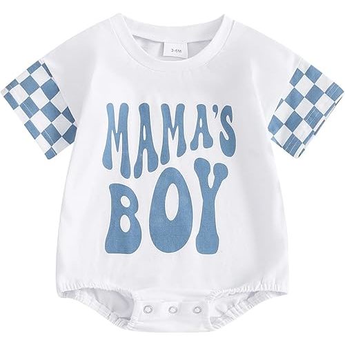 Newborn Infant Baby Boy Summer Outfit Mamas Boy Baby Clothes Boy Oversized Romper Shirts Short Sleeve Onesie