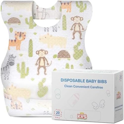 KIIS Disposable Baby Bibs for Baby Boys and Girls - Individually Packaged - Hygienic, Soft and Leakproof