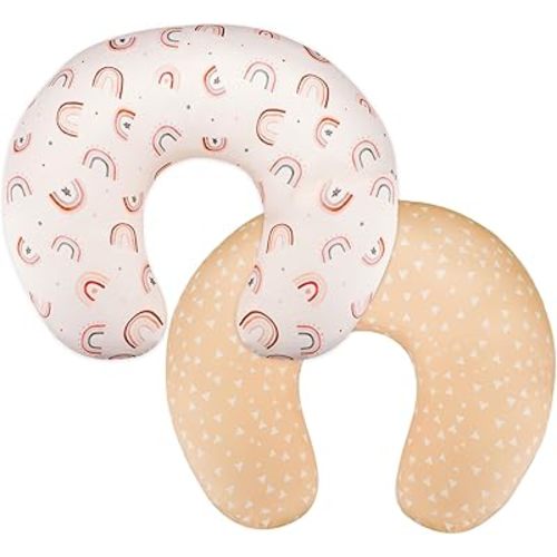 DILIMI Nursing Pillow Cover, Soft Stretchy Nursing Covers for Breastfeeding Pillows, 1 Pack Reversible Removable Slipover for Baby Boy and Girls, Rainbow