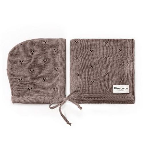 Luxury Organic Cotton Baby Swaddle Receiving Blanket + Hat Gift Set For Newborns And Infant Boys And Girls - Milk Chocolate
