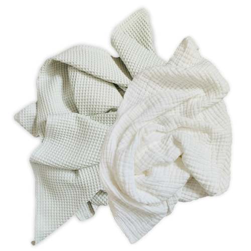 Waffle Baby Blanket & 100% Organic Cotton Quilt Set ( Wayward Willow/ Marshmallow)