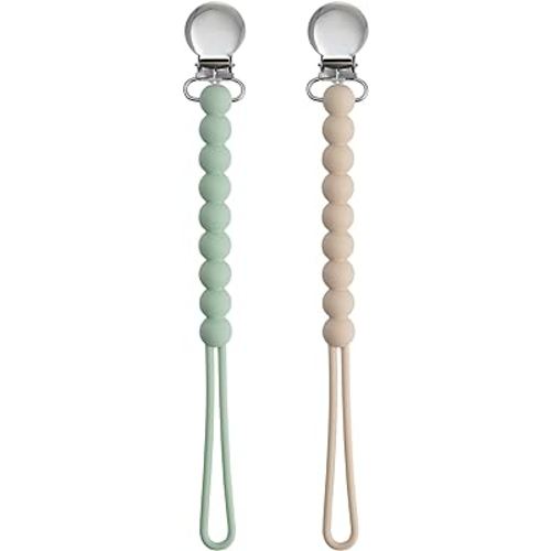 Pacifier Clips for Boys - MORIBOX Paci Clip Soothe Baby Binky Holder for Shower Birthday Gift 2 Pack