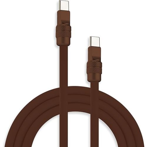 chubbycable Chubby 2.0 Fast Charging Cable Durable Soft Silicone USB C Cable 240W Extra Thick Phone Charger Cord Data Transfer Cord, Chocolate+Chocolate, Type-C to Type-C, 19.6 FT