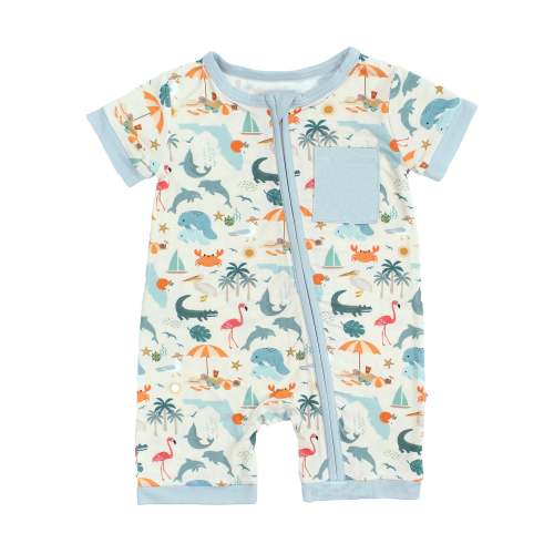 (3-6m) Explore Florida Bamboo Baby Shortie Romper | Summer Romper – Emerson and Friends
