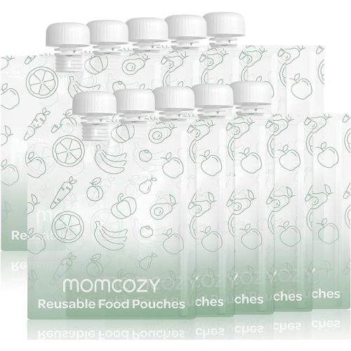 Momcozy Reusable Baby Food Pouches for Toddlers,BPA Free Plastic,Food Safe,Freezer Safe,Refillable for Applesauce Yogurt & Puree Squeeze Pouch,10 packs,7oz