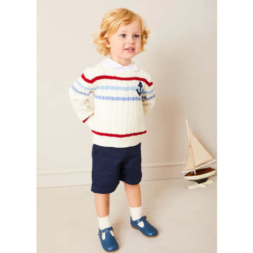 Classic Turn-up Hem Cotton Shorts in Navy (12mths-4yrs)
