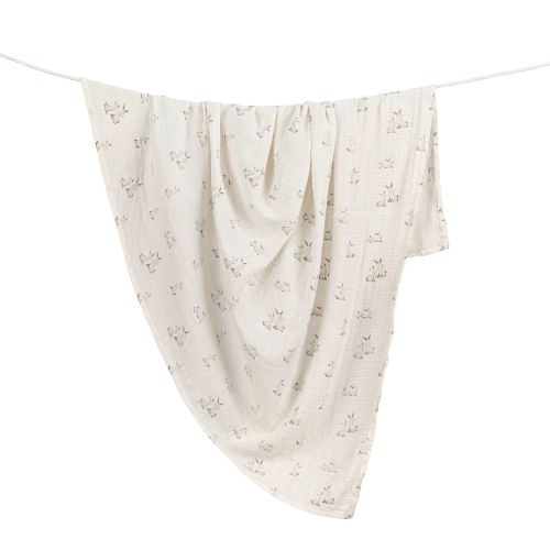Avery Organic Cotton Bunny Baby Blanket Swaddle | Crane Baby