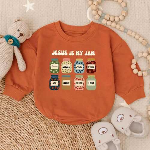 Jesus Is My Jam Baby Romper, Cute Christian Toddler Sweatshirt, Faith Kids Outfit, Bible Verse Baby Gift, Religious Fall Shirt