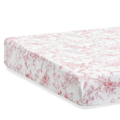 Luxe Premium Cotton Crib Sheet in Pink Timeless Toile