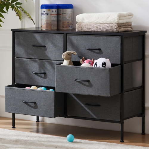 ZUNMOS Fabric Dresser for Bedroom with 6 Drawers Chest of Drawer Organizer Storage Cabinet in Grey