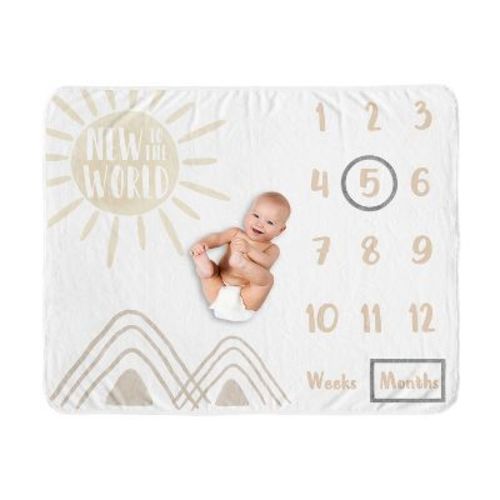 Sweet Jojo Designs Gender Neutral Baby Milestone Blanket Desert Sun Taupe And Ivory