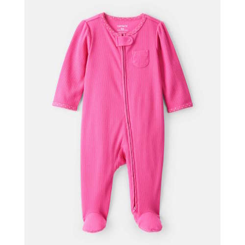 Baby Girl Cotton Long-Sleeve Pajamas - Fuchsia Pink | Carter's (NB)