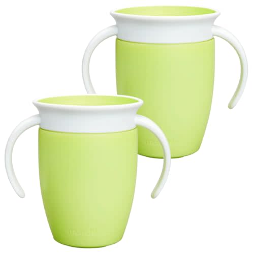 Munchkin Miracle 360 Cups for Toddlers sippy cups, toddler cups spill proof with Dentist Recommended Spoutless Design, BPA-Free Kids Cup, Easy to Clean, 7oz, 6 Months (Lime 2 Count)