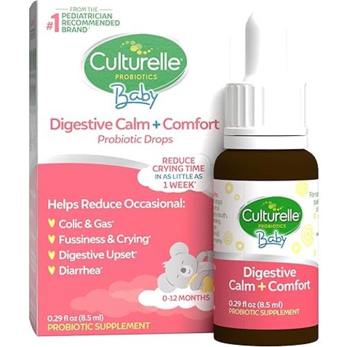 Culturelle Baby Digestive Calm & Comfort Probiotic (Age 0-12 Mos) 8.5Ml, Helps Periodic Colic, Gas, Fussiness, Crying & Digestive Upset In Infants & Newborns, Vegan Non-Gmo Gluten-Free, 1 Mos. Supply