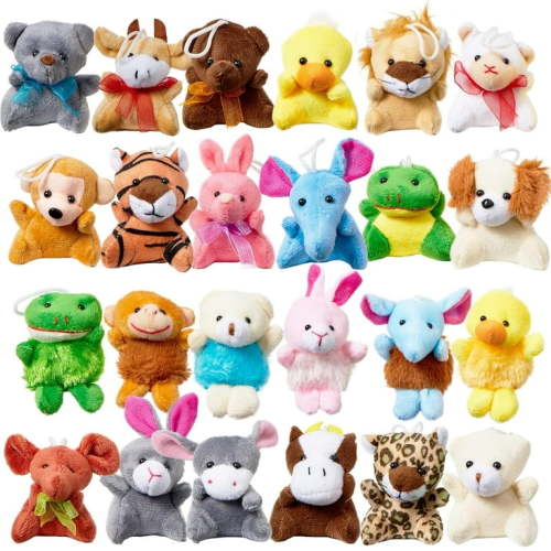 Joyfy 24 Pcs Party Favors for Kids 3" Mini Stuffed Animals Bulk Cute Small Plush Toys, Pinata Fillers, Animals Keychain Decoration for Boys Girls, Teacher Student Gifts Prizes, Birthday Supplies