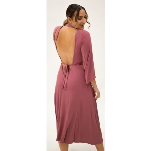 Lila Labor & Postpartum Gown in Dusty Rose