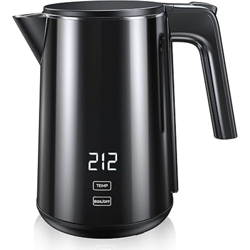 Electric Kettle, Double Wall Stainless Steel Cool Touch Water Boiler Heater, 7 Temperature Control Teapot, 4H Keep Warm, 1.0L 1200W Fast Heat with Auto Shut-Off, Boil-Dry Proof Coffee Tea Pot, Black
