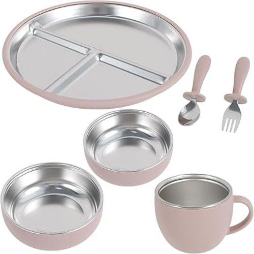 AwObEpl 6Pcs Stainless Steel Suction Plate Firm Adhesion Utensils with 4 Silicone Suction Cup Anti Drop for Children (Pink) : Amazon.com.au: Baby