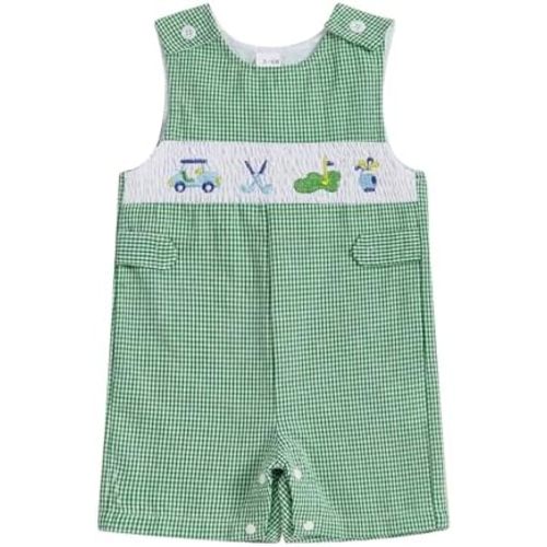 Infant Baby Boys Jumpsuit Sleeveless Crew Neck Striped Embroidery Golf Cart Summer Romper Clothes for Casual Daily