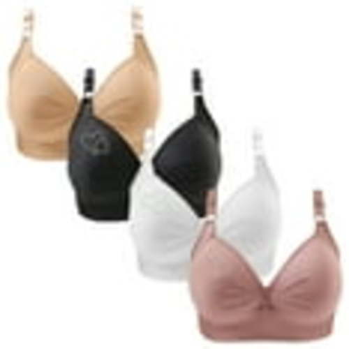 Lisbinx Women's Plus Size Bras 4PC Woman's Printing Gathered Together Large Size Daily Bra Underwear No Rims