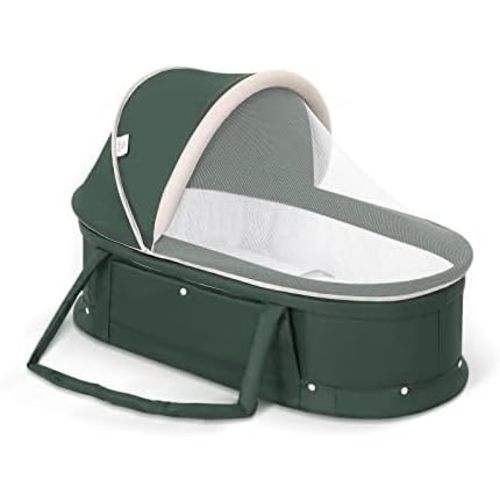 Holy Cat Travel Bassinet Portable Bassinet-Folding Baby Bassinet iin Bed Mini Travel Crib Infant Travel Bed with Mosquito Net and Canopy Lightweight Washable Foldable-GREEN