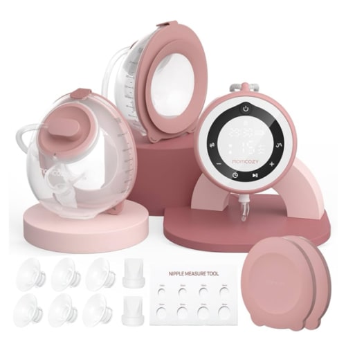 Momcozy Breast Pump V1 Pro Hospital-Grade, Hands-Free & Portable Wearable Pump, Upgraded Electric Pump with 3 Fine-Tuned Rhythms|15 Levels, Come with Leak-Proof DoubleFit Flange, Cozy Red.