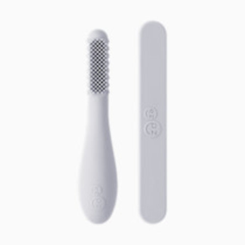 ezpz Baby-Led Toothbrush + Sensory Tongue Depressor Dual Pack - Pewter