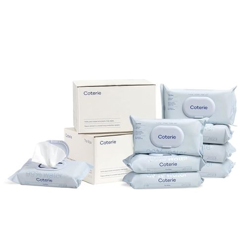 Coterie Baby Wipes, Unscented Wipes, 99% Purified Water, Plastic-Free & Plant-Based Fibers (8 Pack)